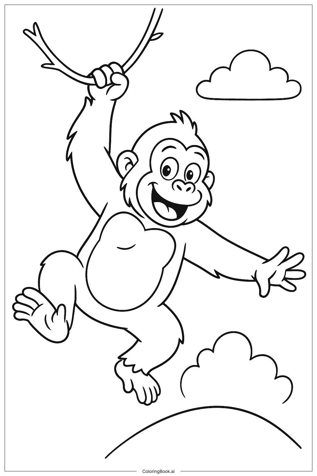  Trang tô màu Khỉ Đột Đu Dây Leo 