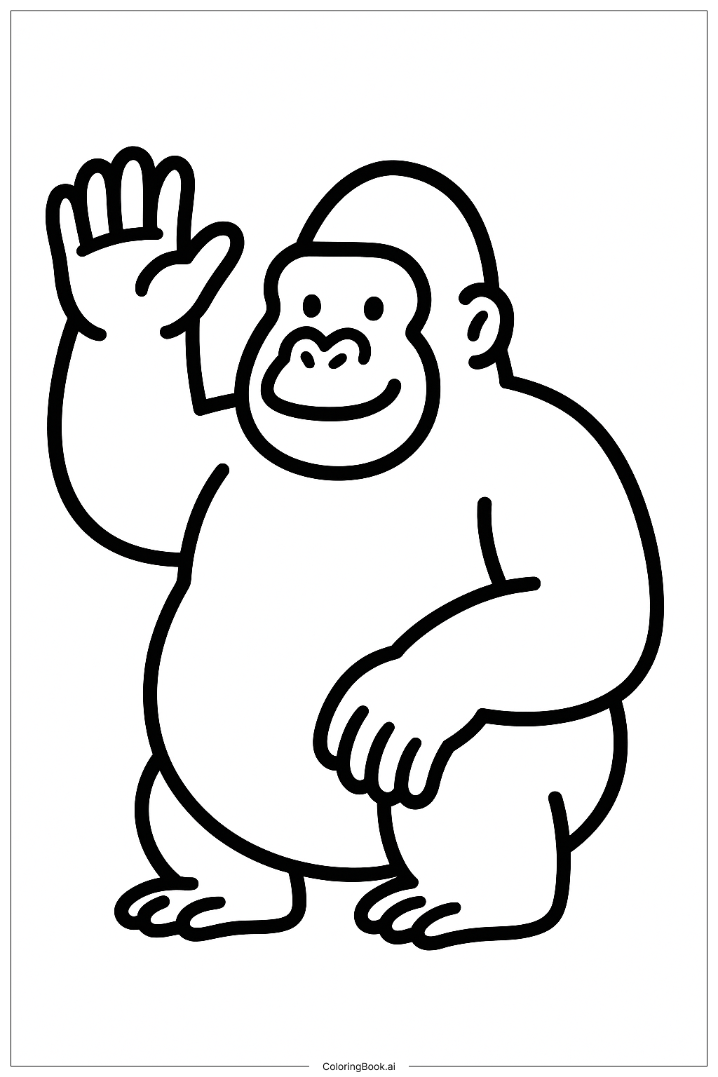 Trang tô màu Gorilla Vẫy Tay