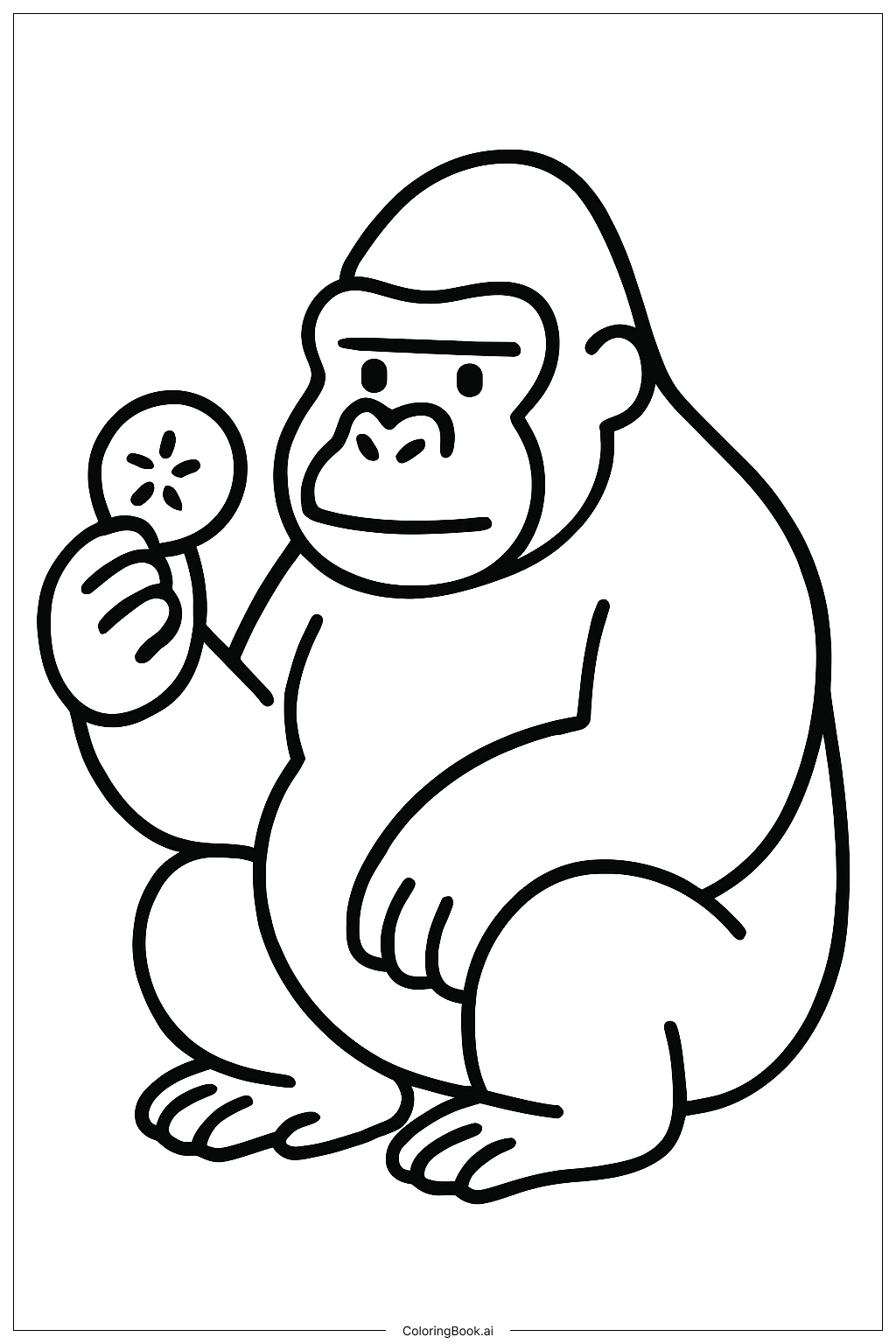 Trang tô màu Khỉ đột với lát chuối