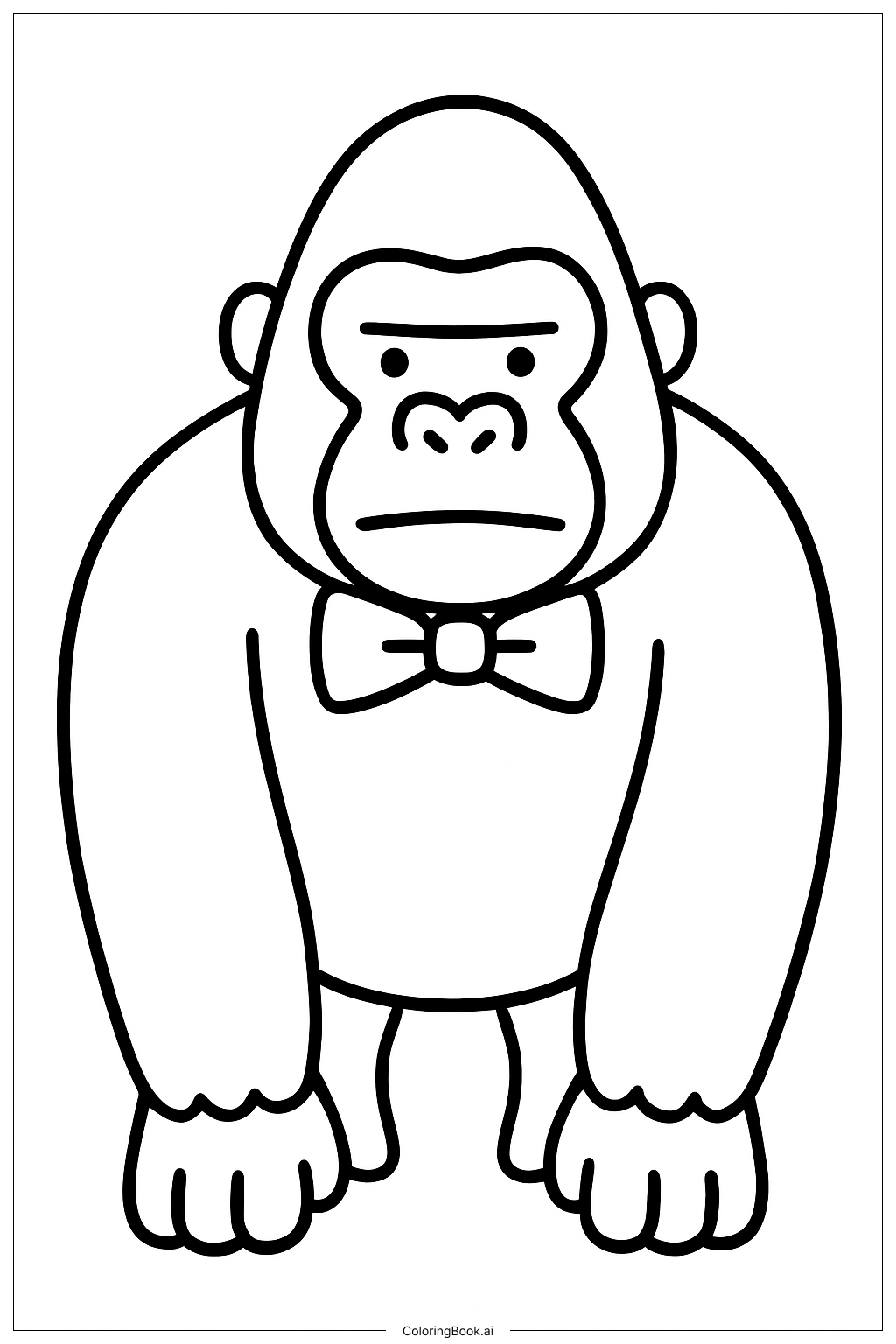  Gorilla With Bow Tie Coloring Page 