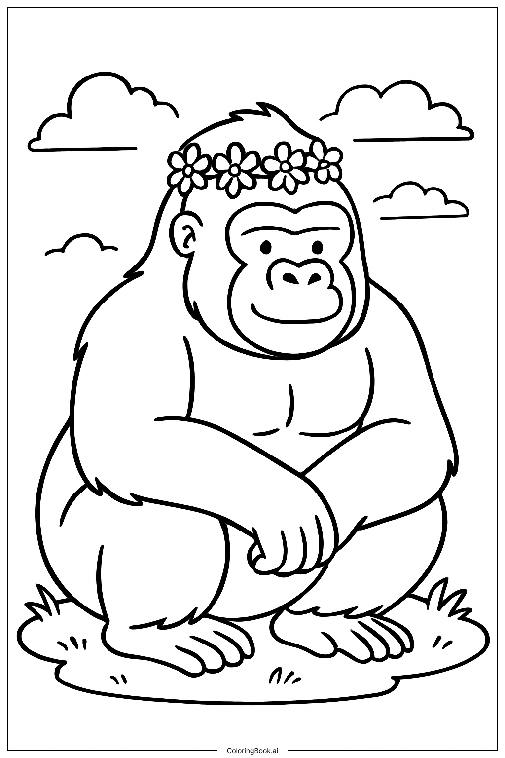  Trang tô màu Gorilla Đội Vòng Hoa 