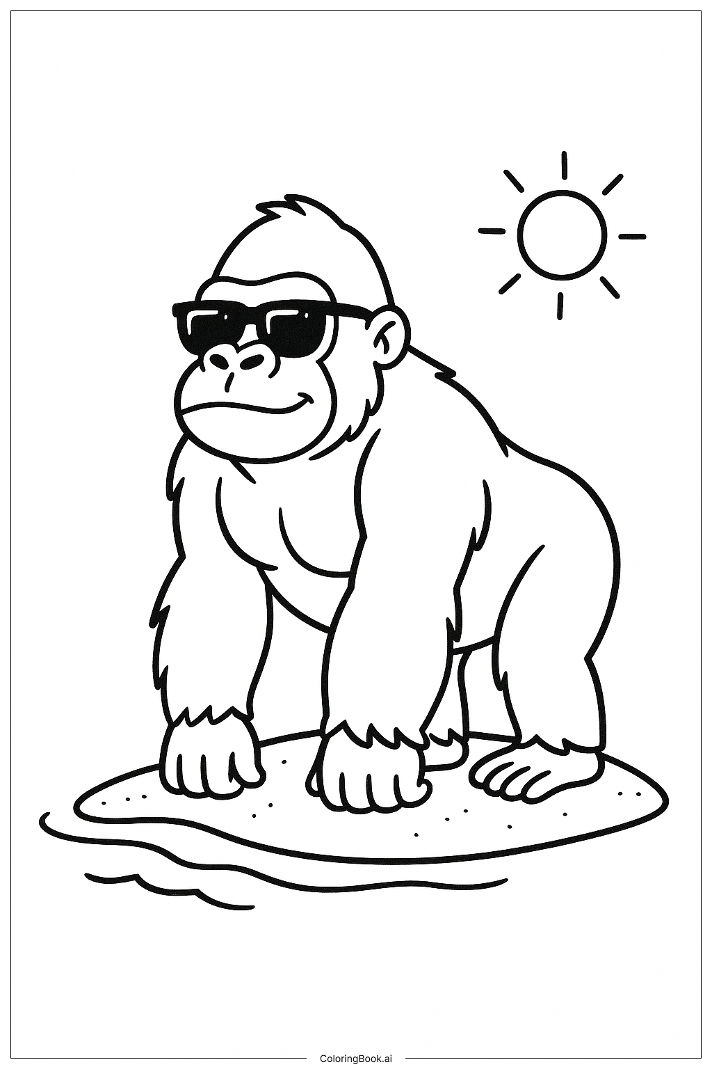  Gorilla With Sunglasses Coloring Page 