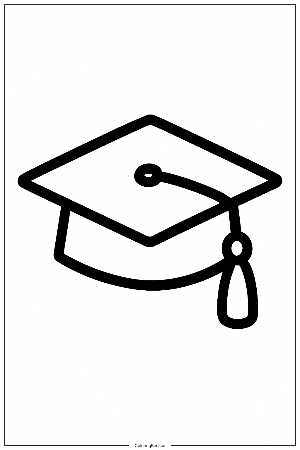  卒業帽と房飾りの塗り絵ページ 