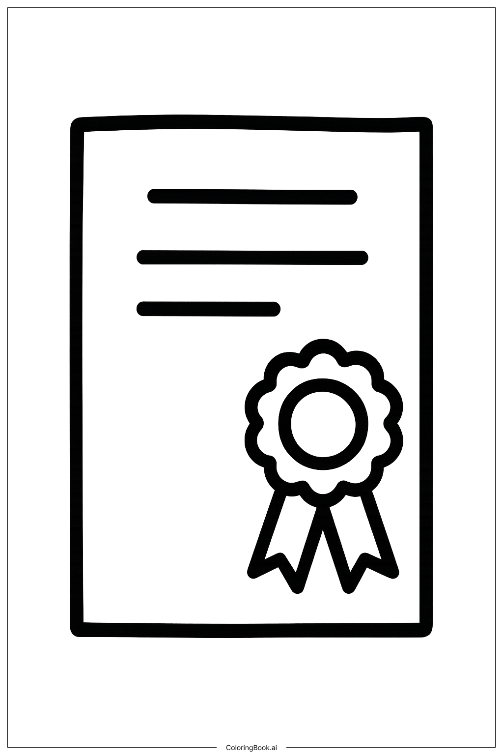  リボン付き卒業証書の塗り絵ページ 