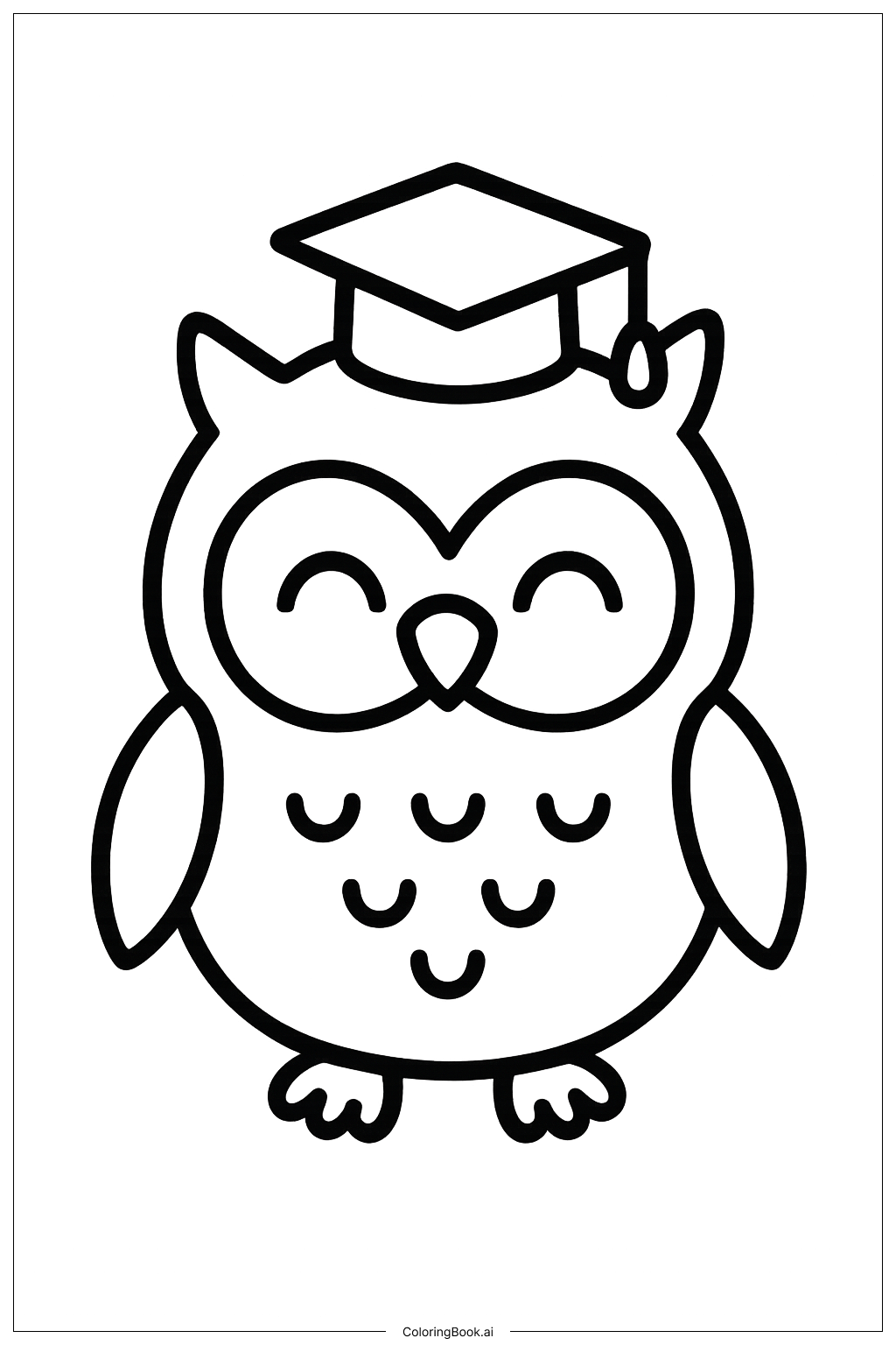  卒業記念の幸せなフクロウの塗り絵ページ 