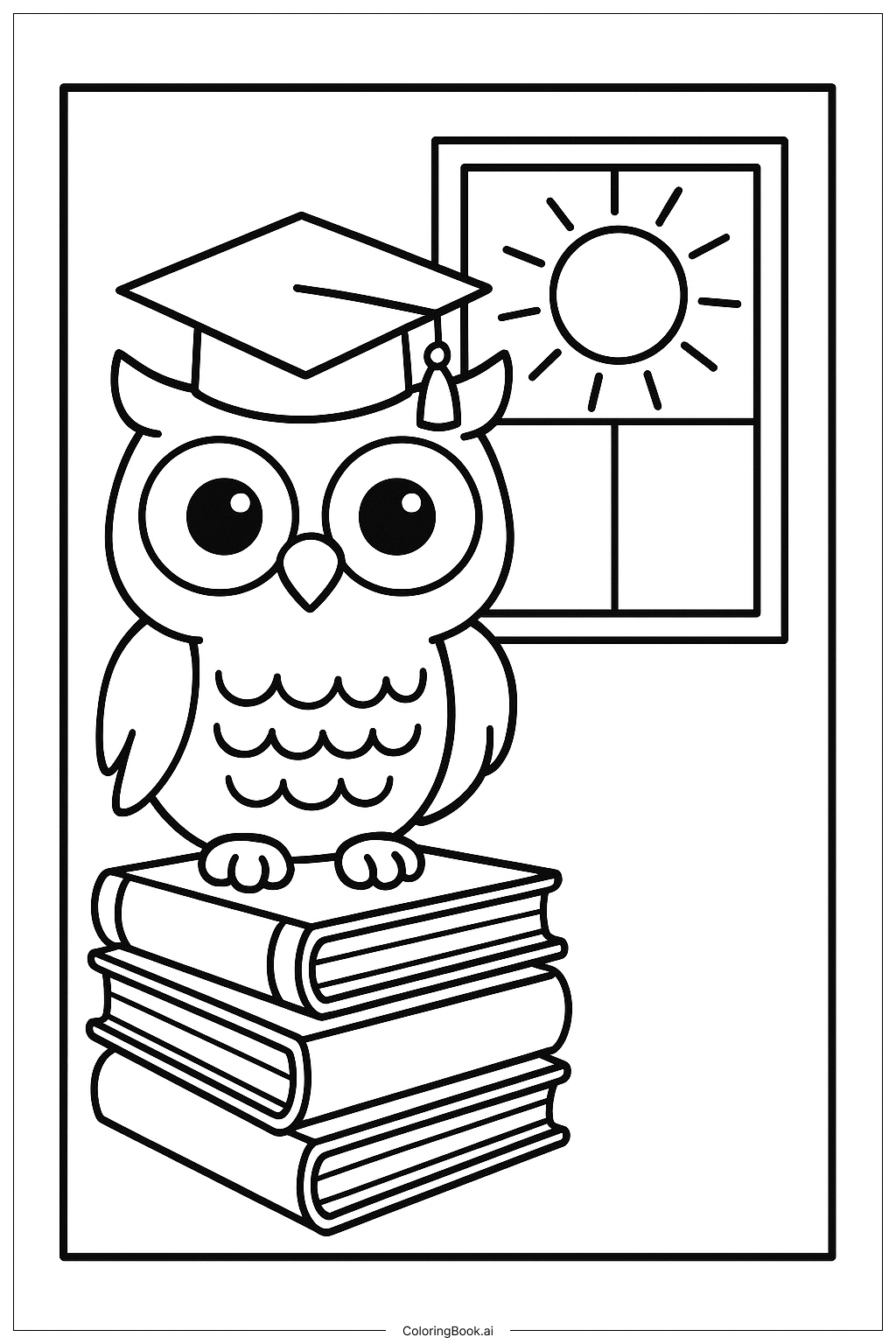 Búho de Graduación con Libros