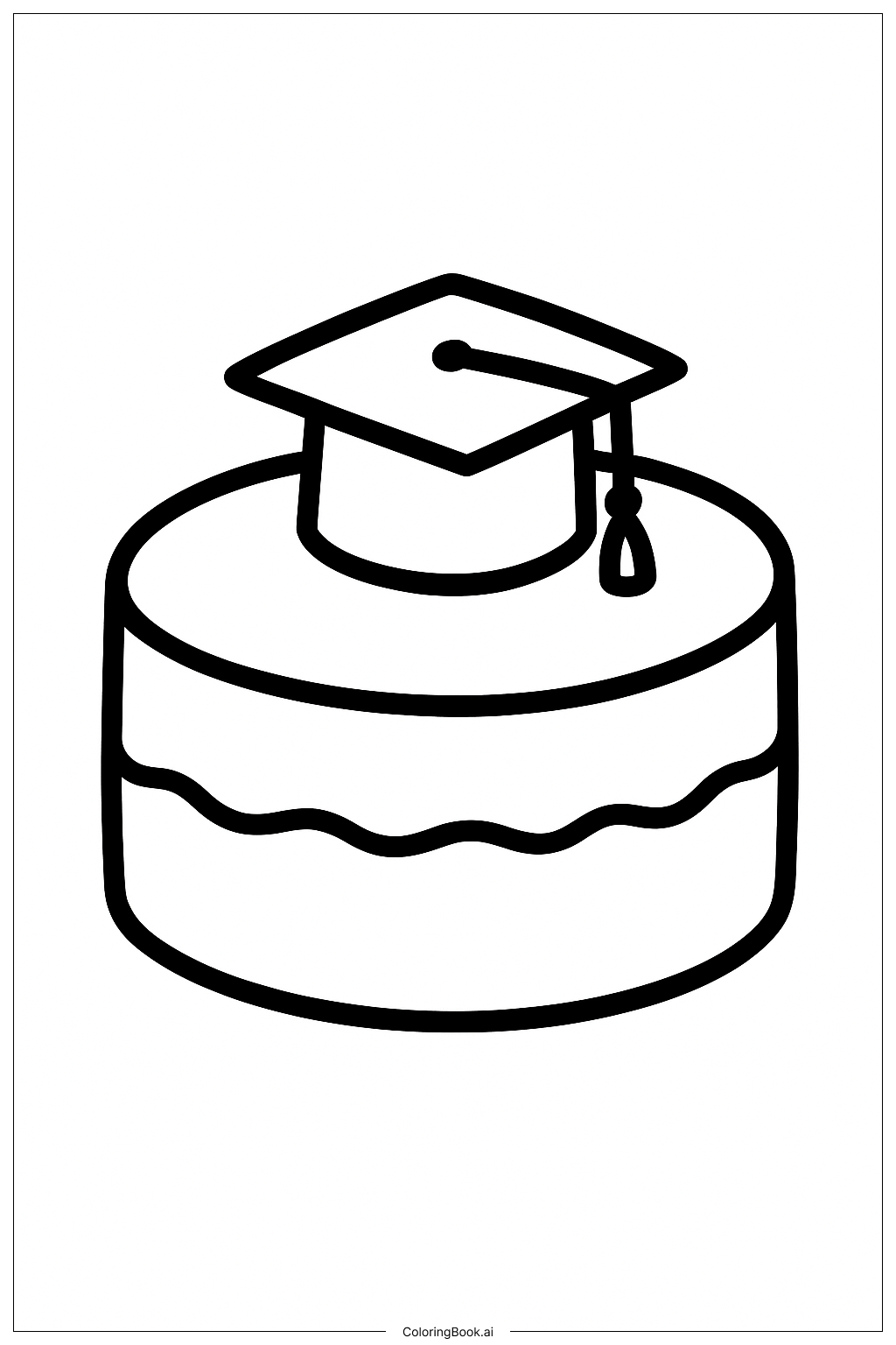  卒業シンプルケーキの塗り絵ページ 
