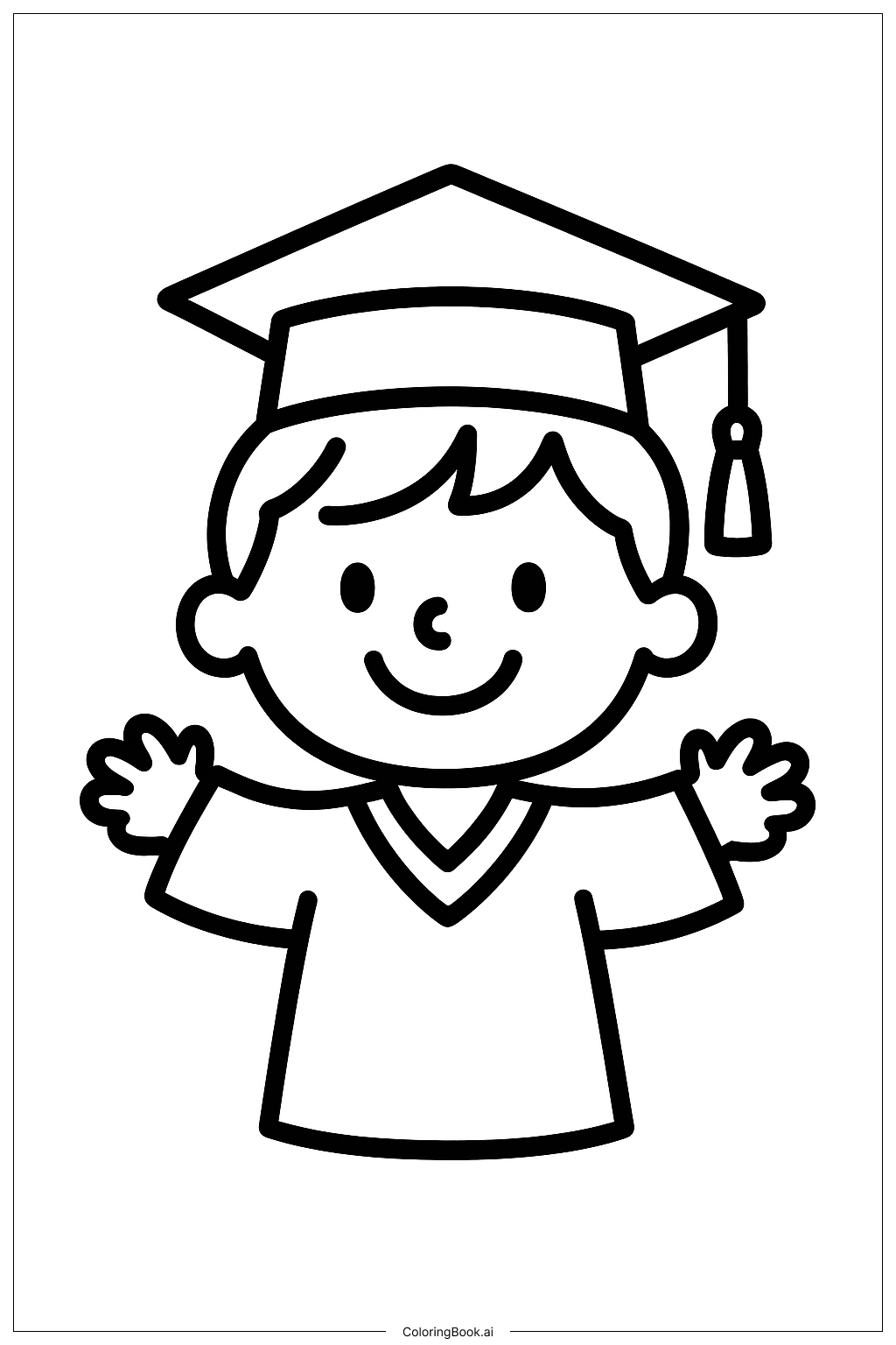  卒業して笑っている子供の塗り絵ページ 