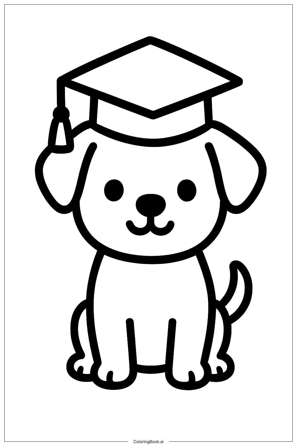 卒業 小さな卒業生の犬の塗り絵ページ 