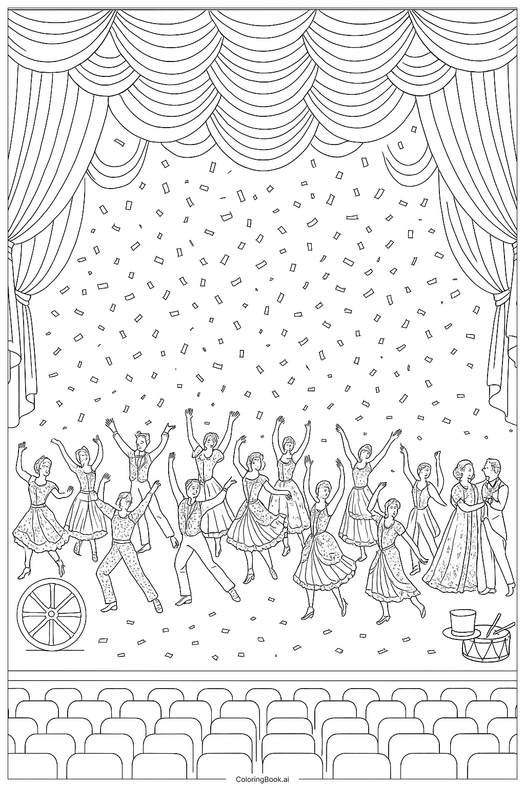 Großes Bühnen-Tanzfinale Ausmalseite