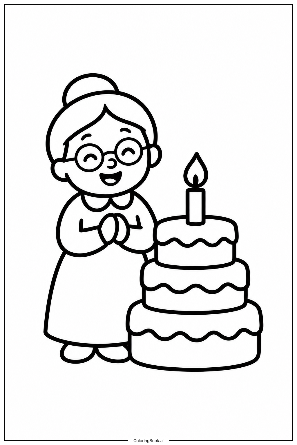  Grandparents Day Cake Coloring Page 