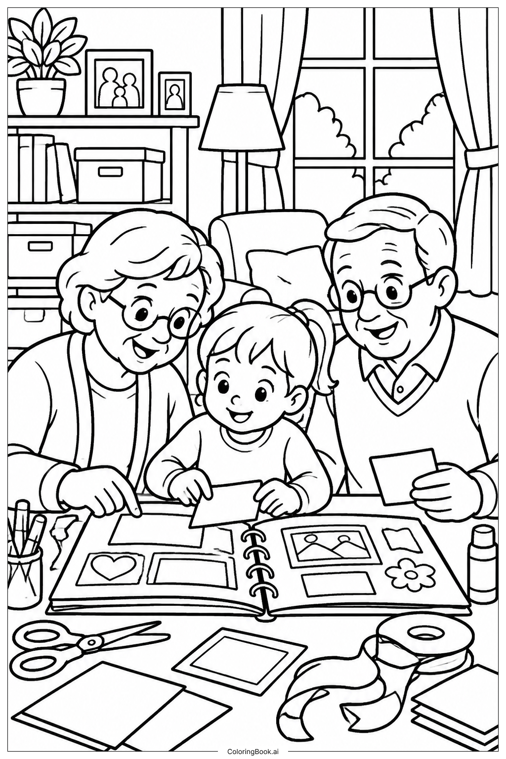 Grandparents Day Memory Scrapbook Coloring Page