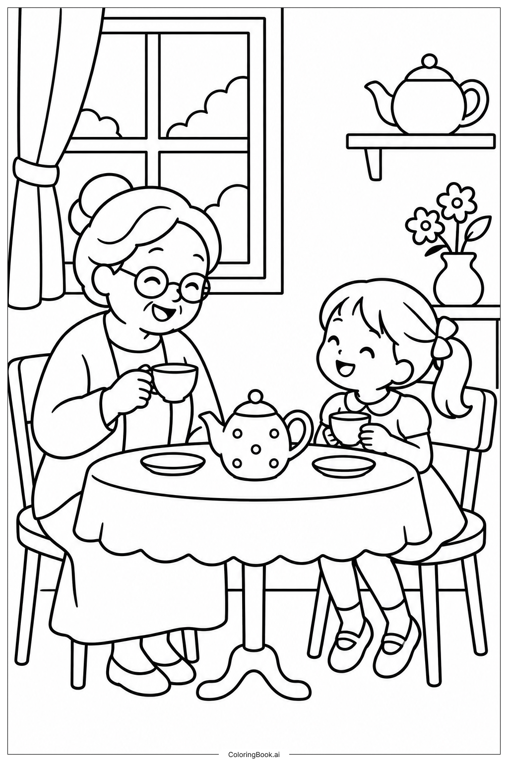 Page de coloriage Goûter de Grandparents Day