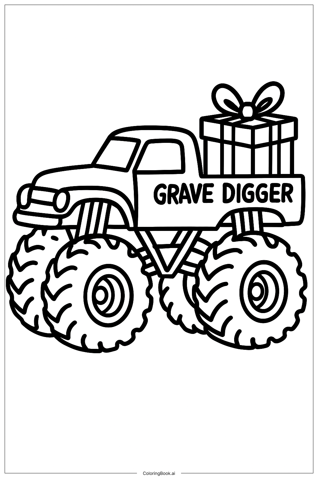  Página para colorear de Excavadora de Tumbas Transportando Regalo 