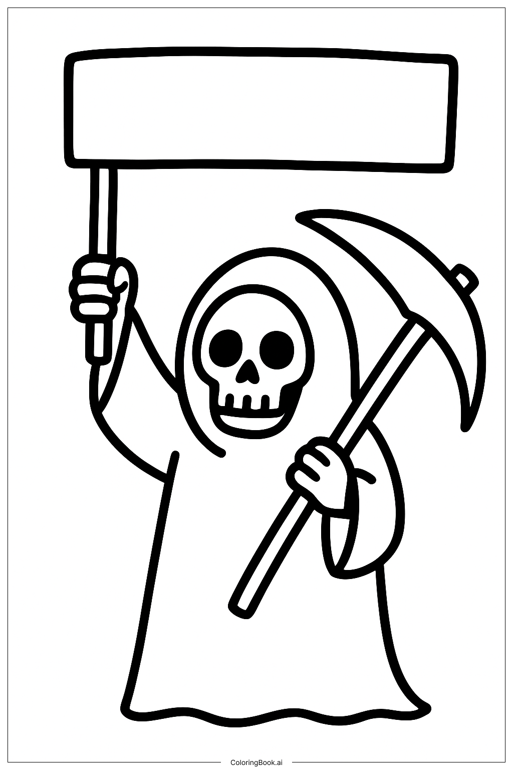  Página para colorear de Cavador de Tumbas Sosteniendo un Banner 