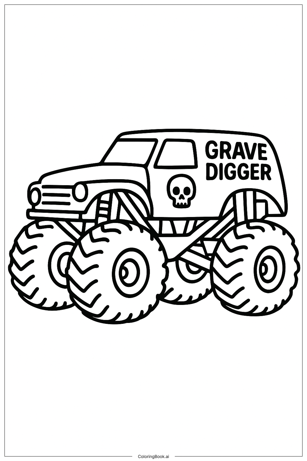  Página para colorear de Monster Truck Grave Digger 