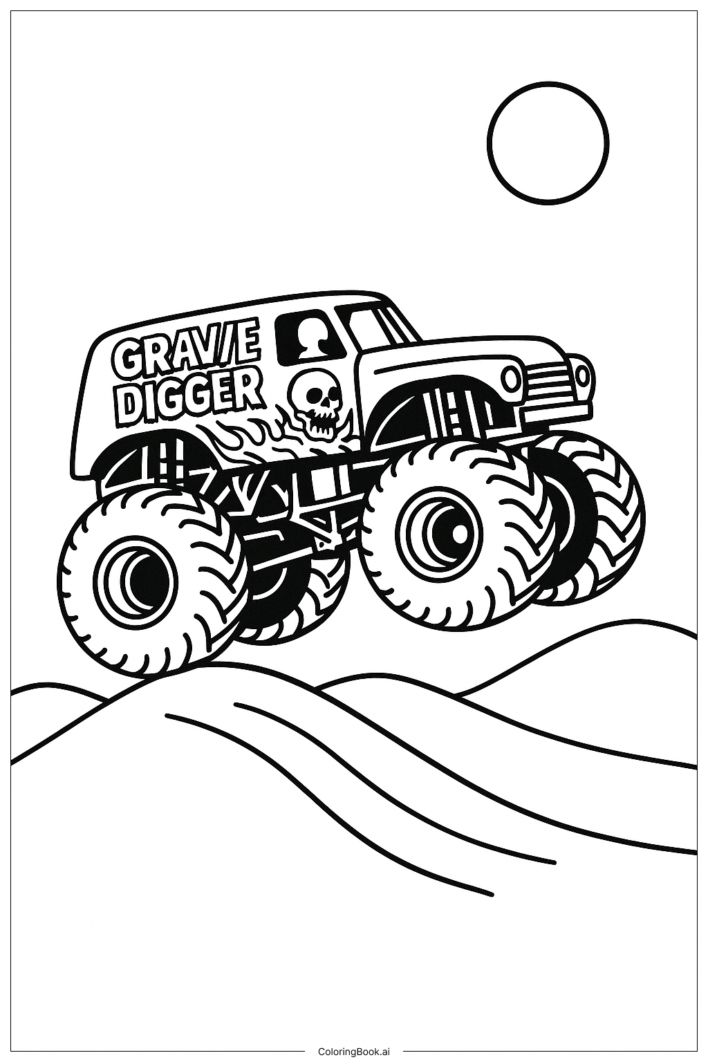  Página para colorear de Excavadora Fantasma en el Camino de la Colina 