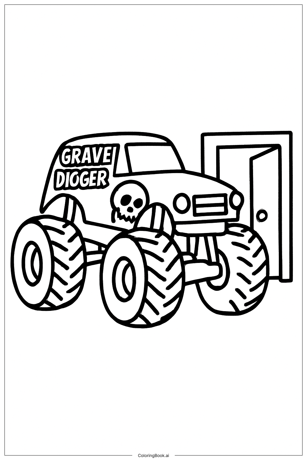  Página para colorear de Grave Digger Puerta Abierta 