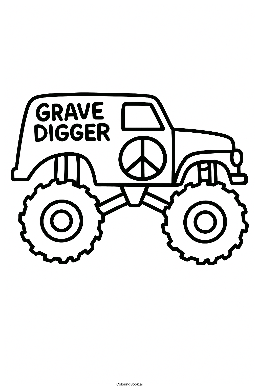  Página para colorear de Grave Digger Signo de Paz 