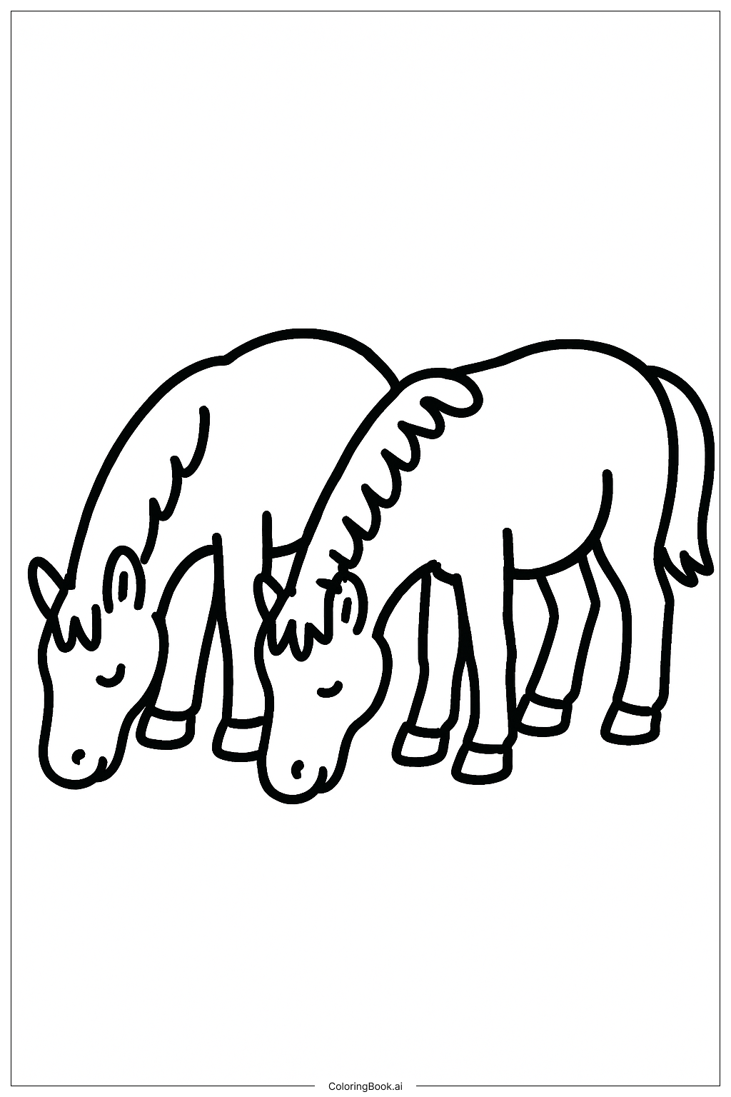  Grazing Horses Coloring Page 