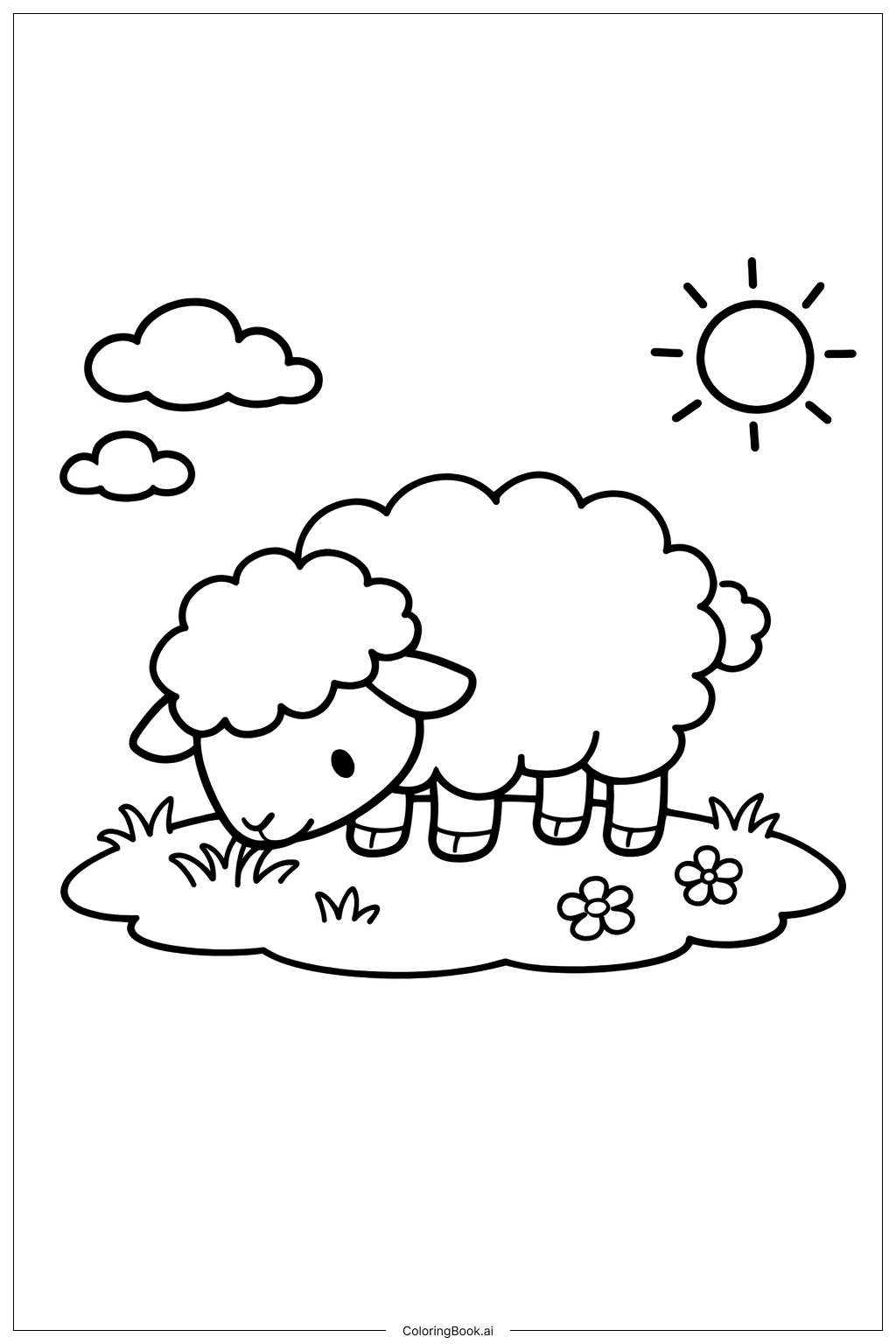  吃草的綿羊著色頁 