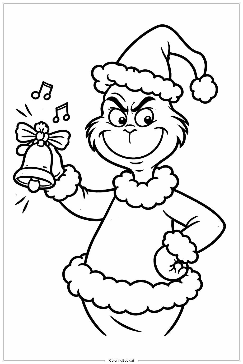  グリンチのクリスマスベルの塗り絵ページ 