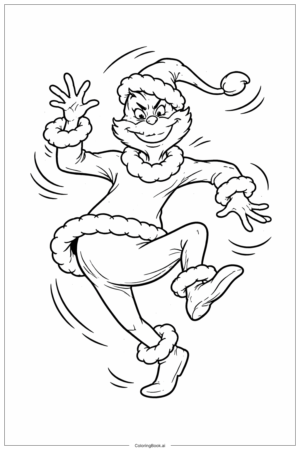  グリンチのクリスマスダンスの塗り絵ページ 