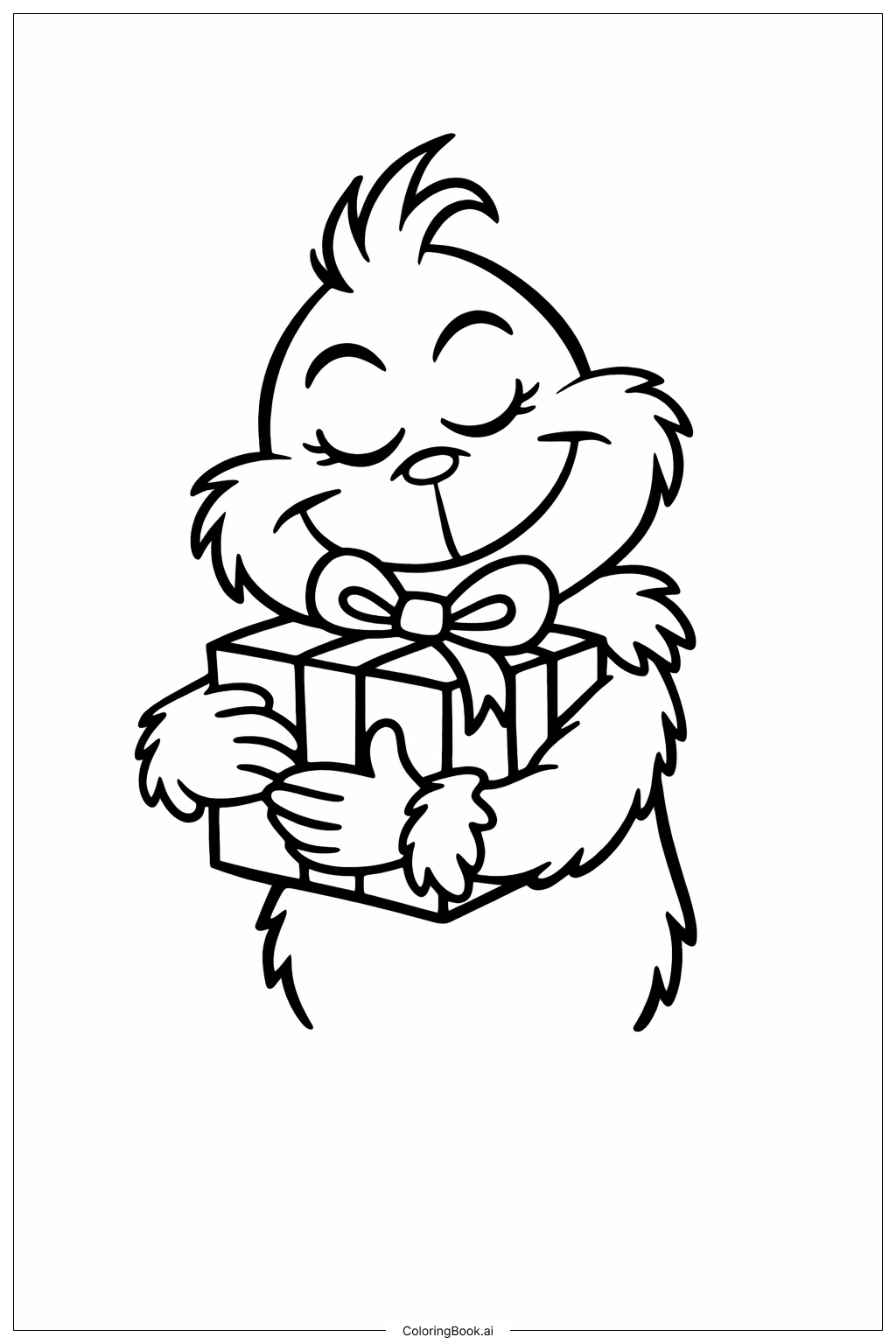  グリンチのクリスマスギフト抱きしめの塗り絵ページ 