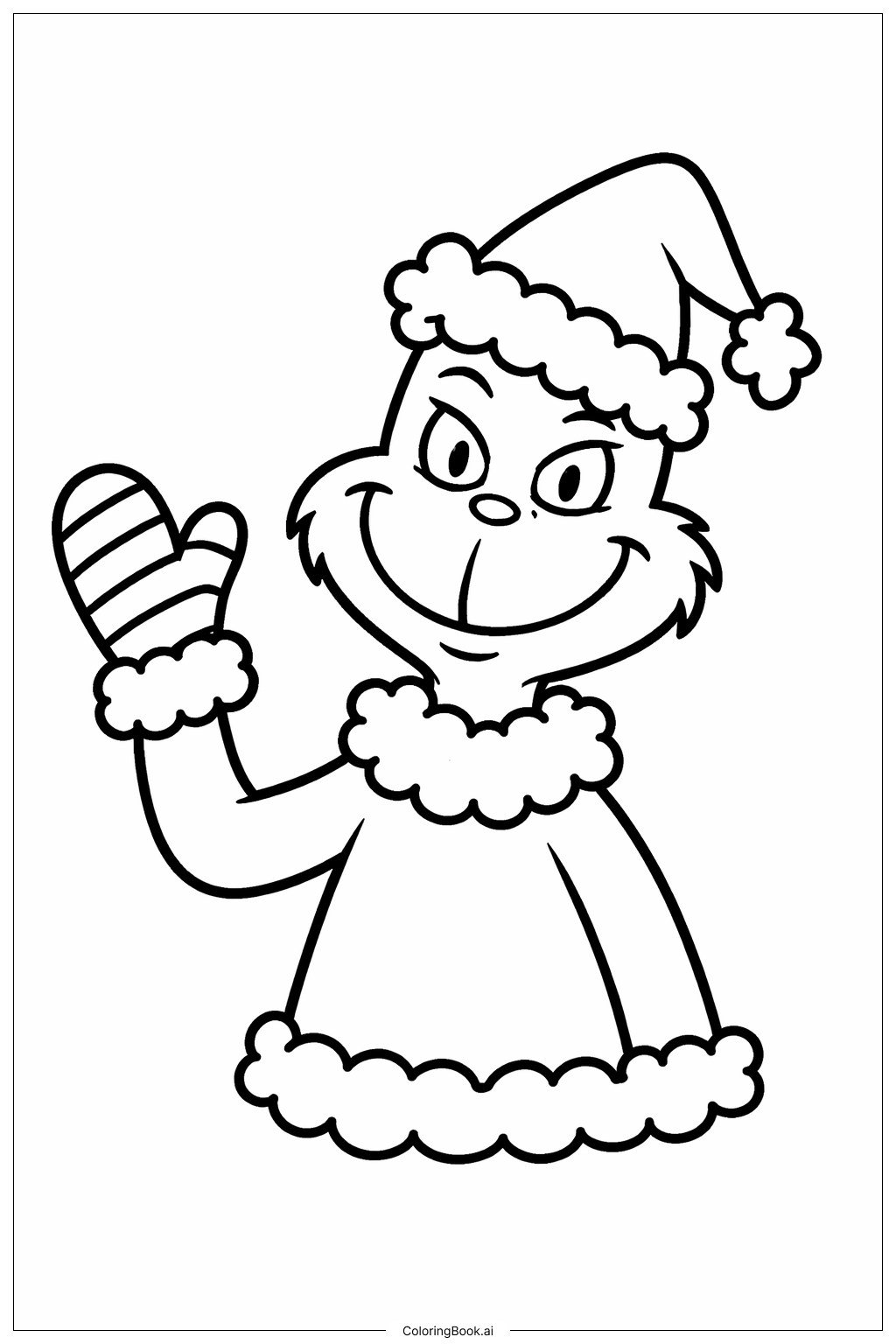  グリンチのクリスマスミトンの塗り絵ページ 