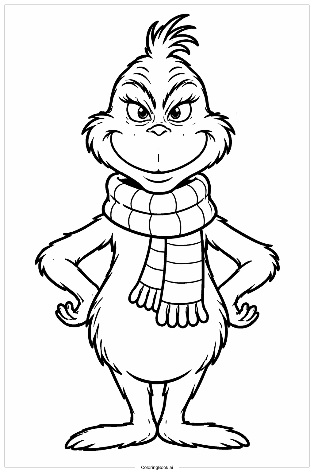  グリンチのクリスマスマフラーの塗り絵ページ 