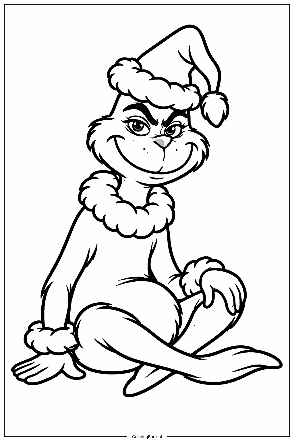  グリンチ クリスマス 座りの塗り絵ページ 