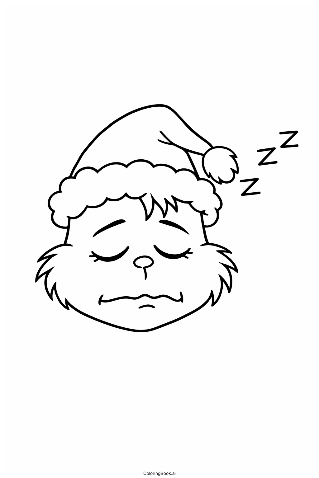  グリンチのクリスマス眠そうな顔の塗り絵ページ 