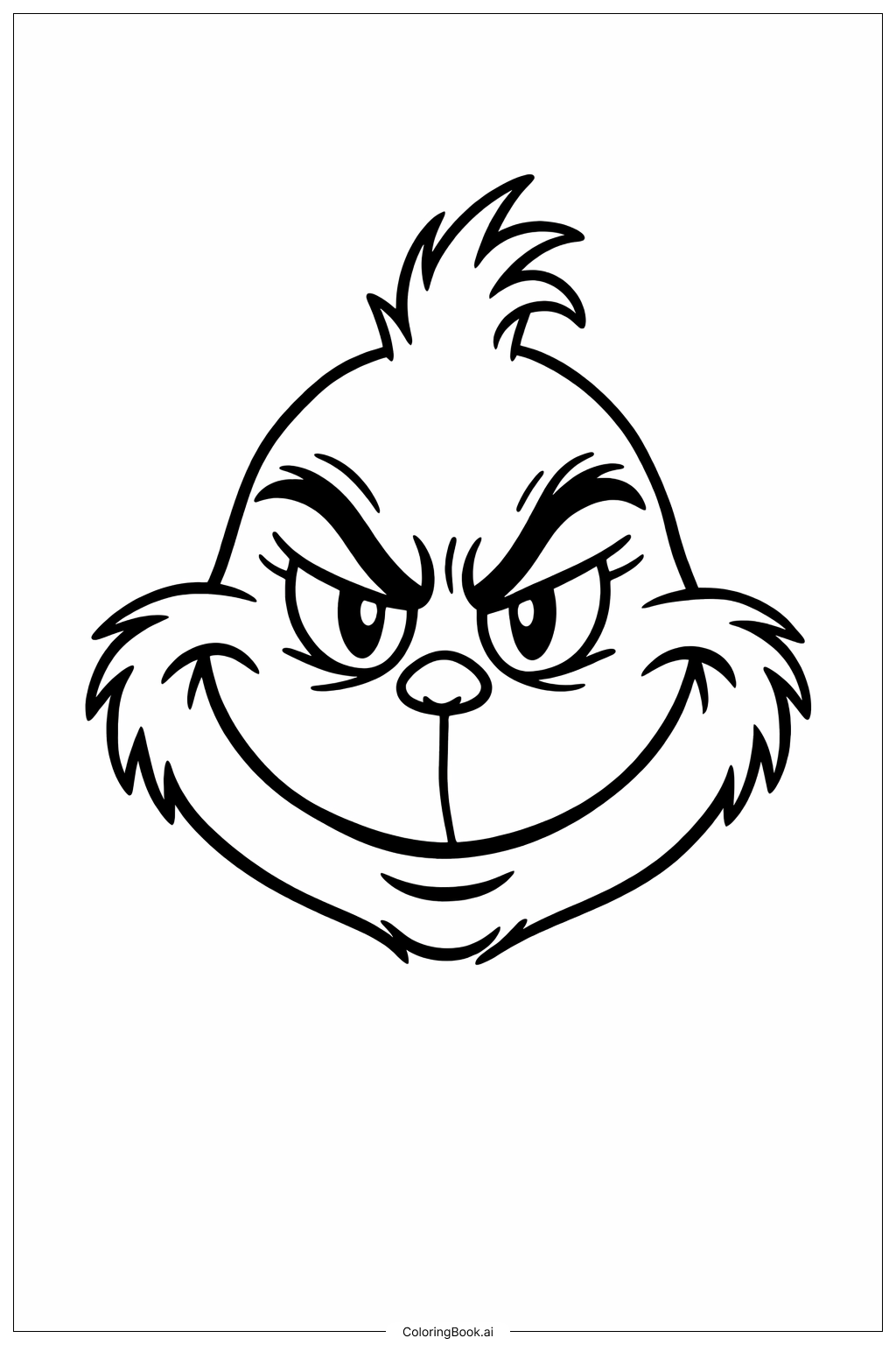  グリンチのクリスマス笑顔の塗り絵ページ 