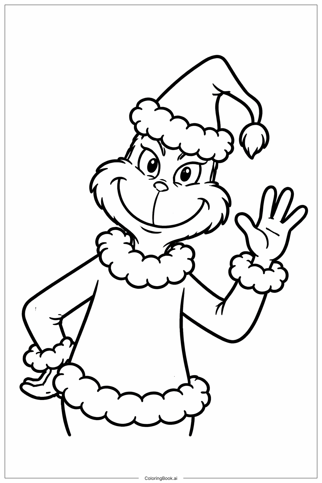  グリンチのクリスマス 手を振るの塗り絵ページ 