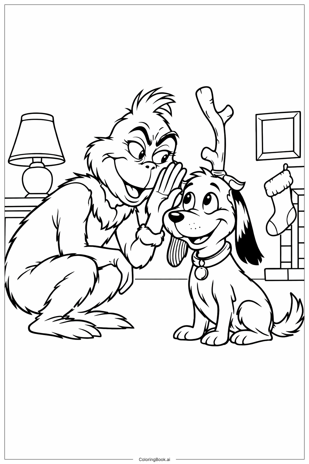  グリンチのクリスマス マックスへのささやきの塗り絵ページ 