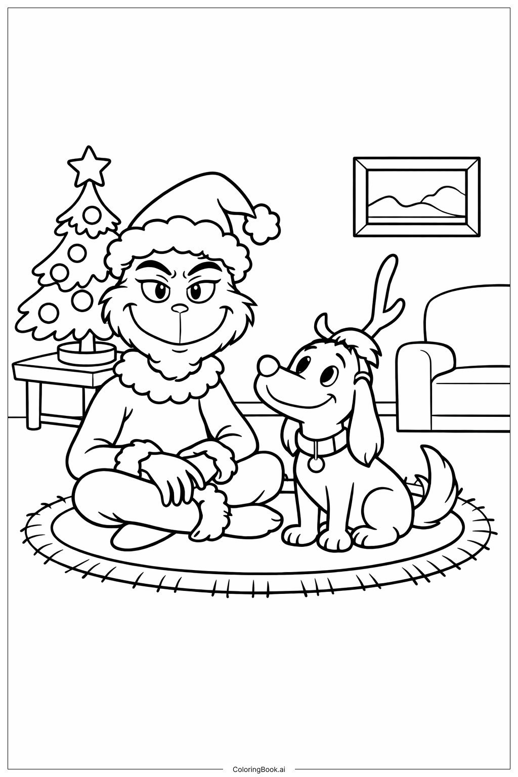  マックスとグリンチのクリスマスの塗り絵ページ 