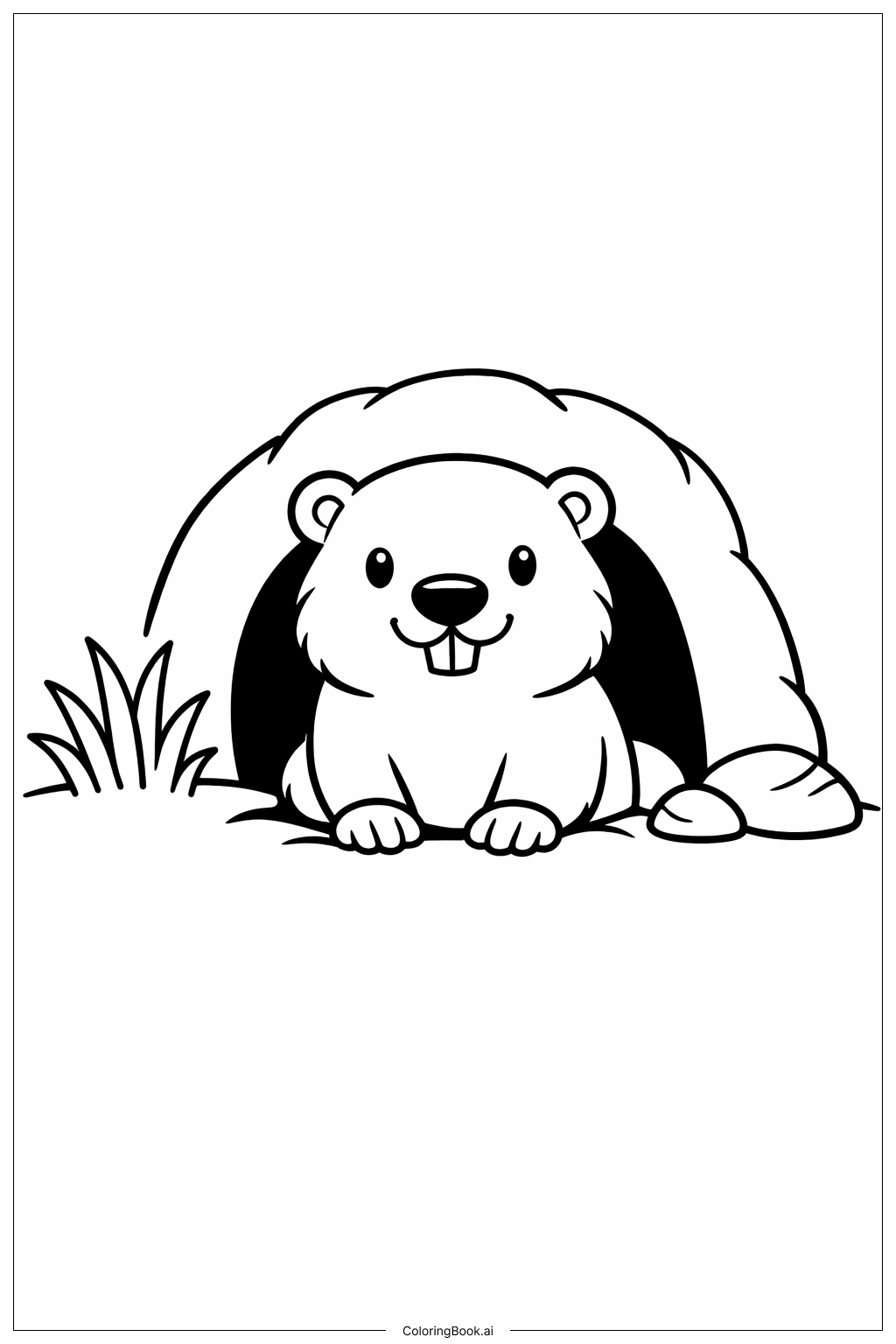  土撥鼠在地洞入口處著色頁 