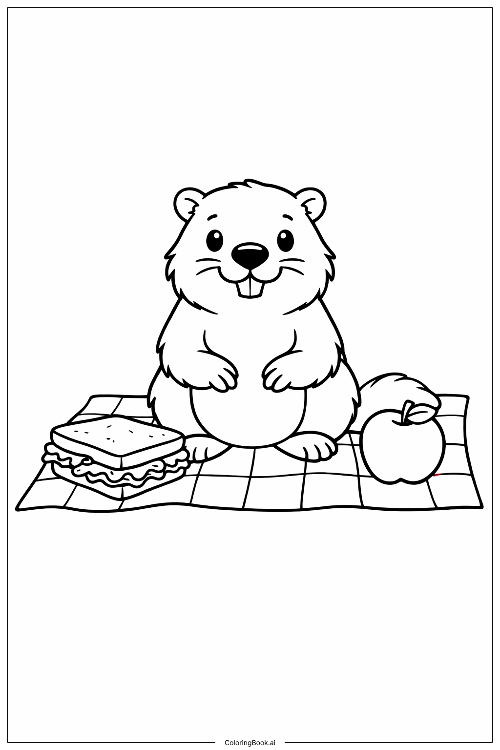  土撥鼠野餐著色頁 