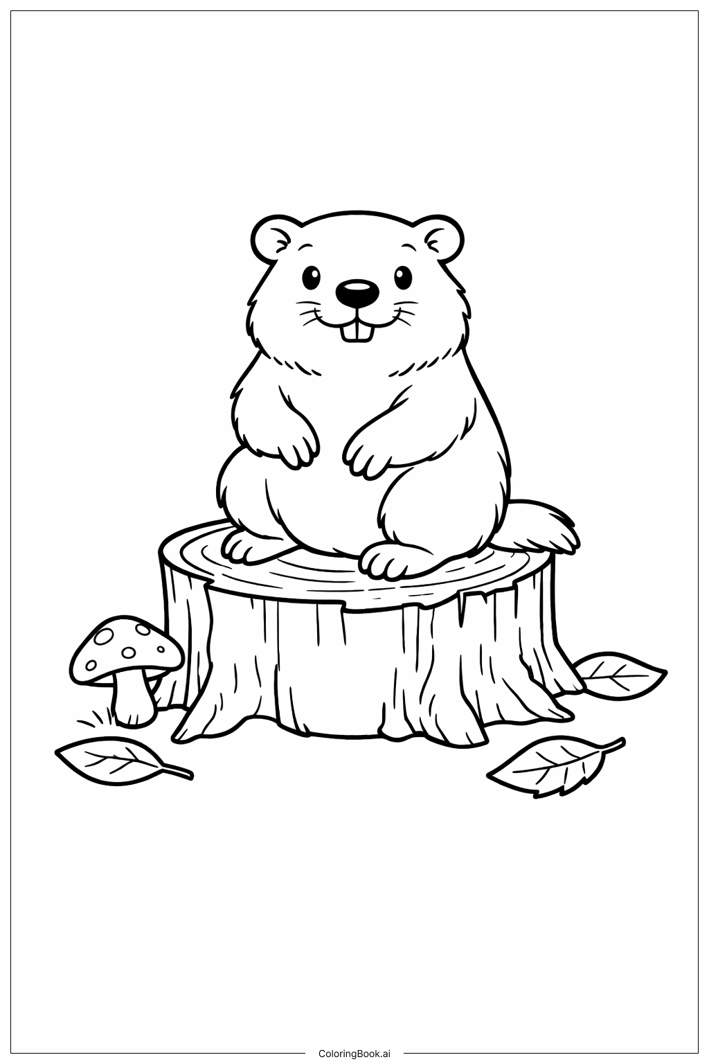  土撥鼠在樹樁上著色頁 