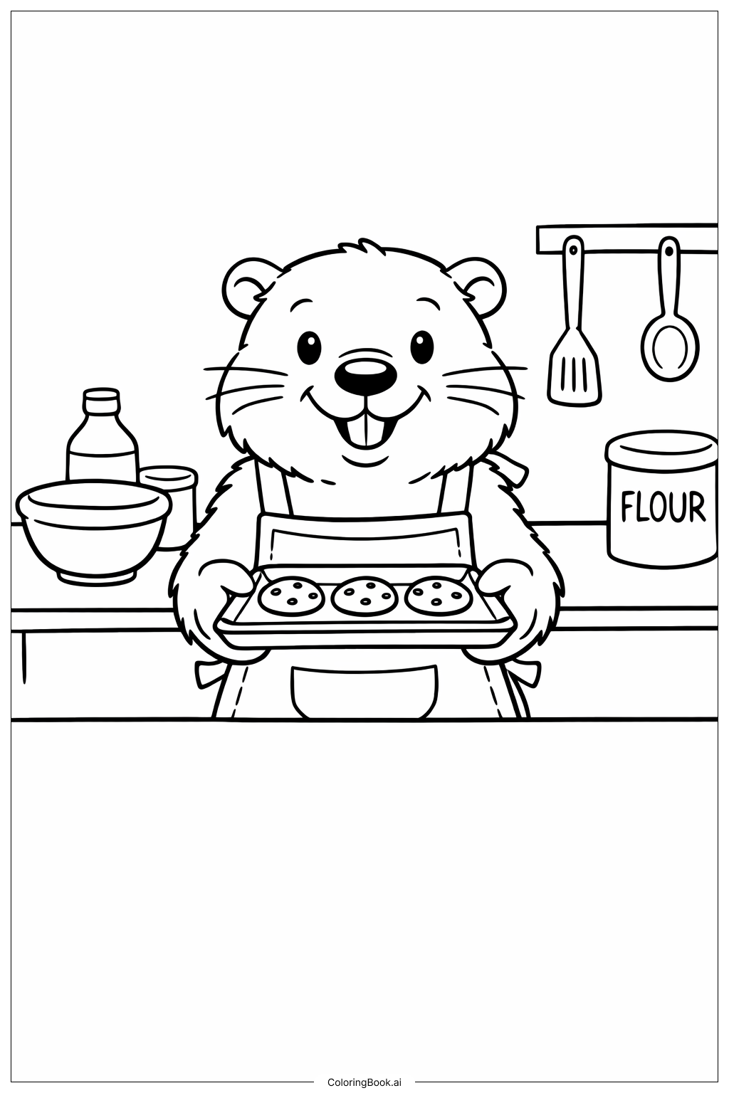  土撥鼠烤餅乾著色頁 