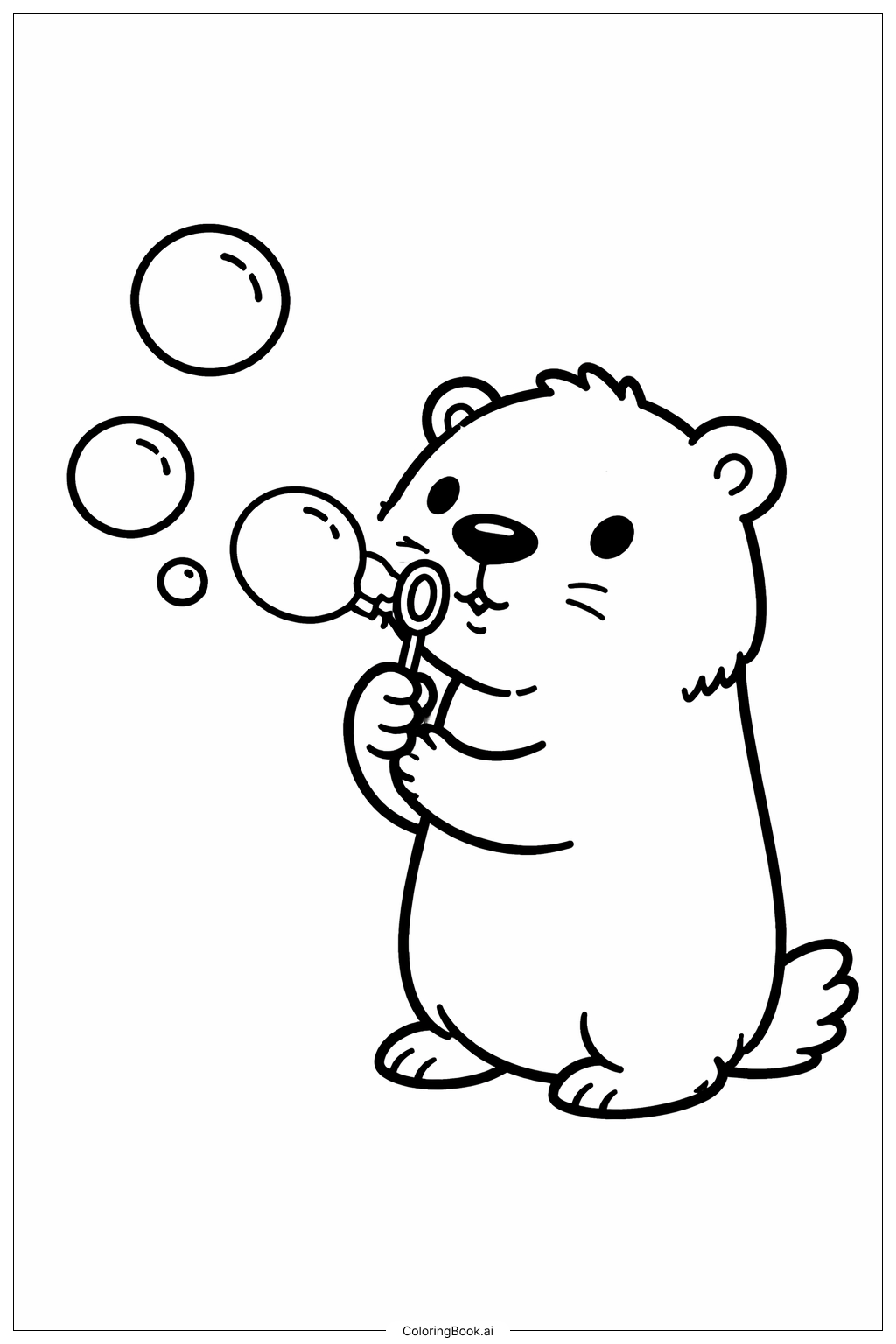 土撥鼠吹泡泡著色頁 