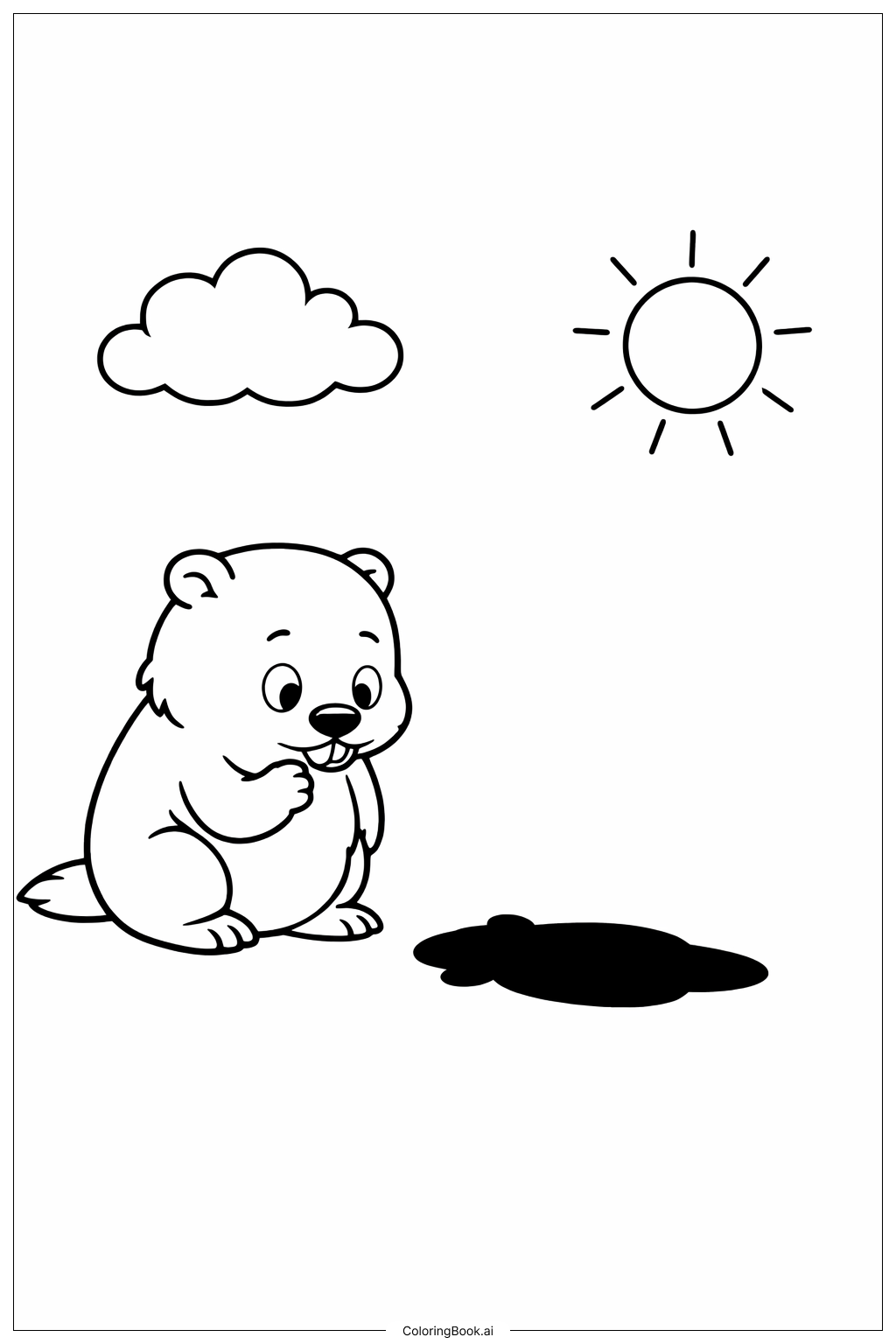  土撥鼠看影子著色頁 