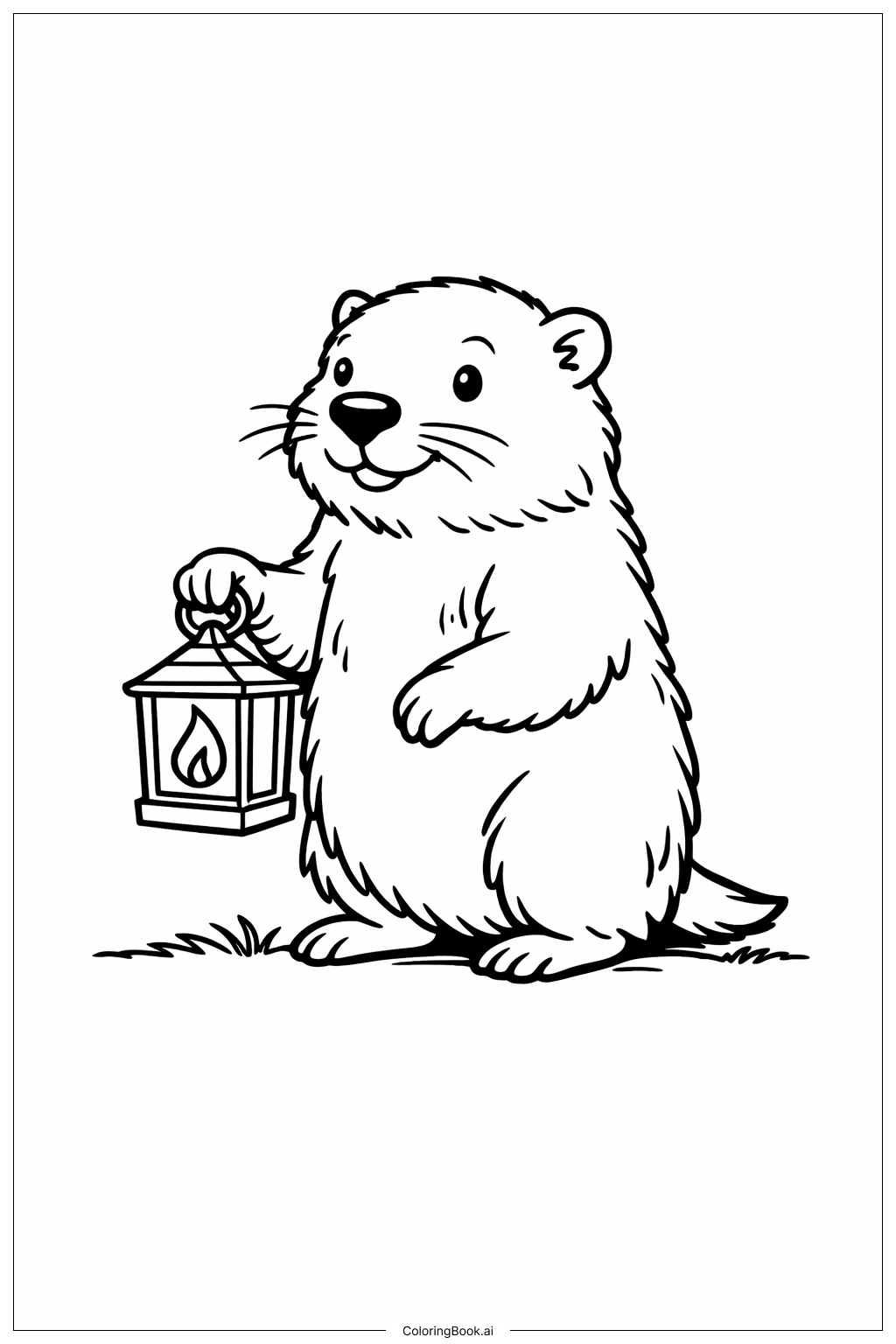 土撥鼠手持燈籠著色頁 