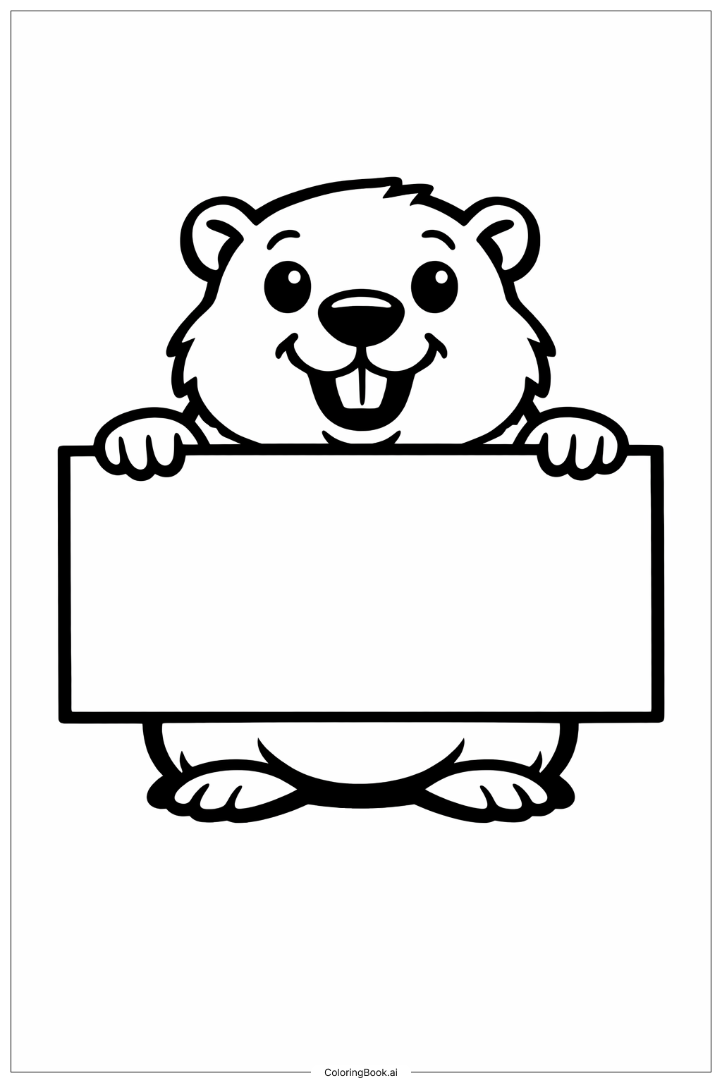  土撥鼠拿著招牌著色頁 