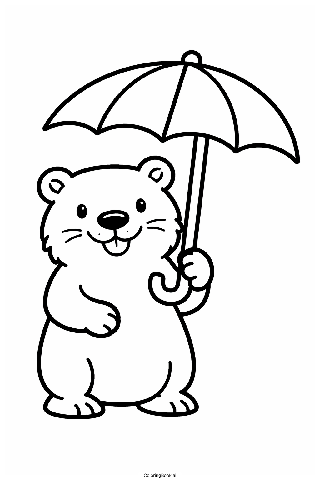  拿傘的土撥鼠著色頁 