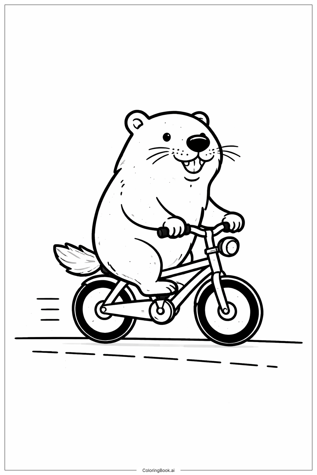  騎腳踏車的土撥鼠著色頁 
