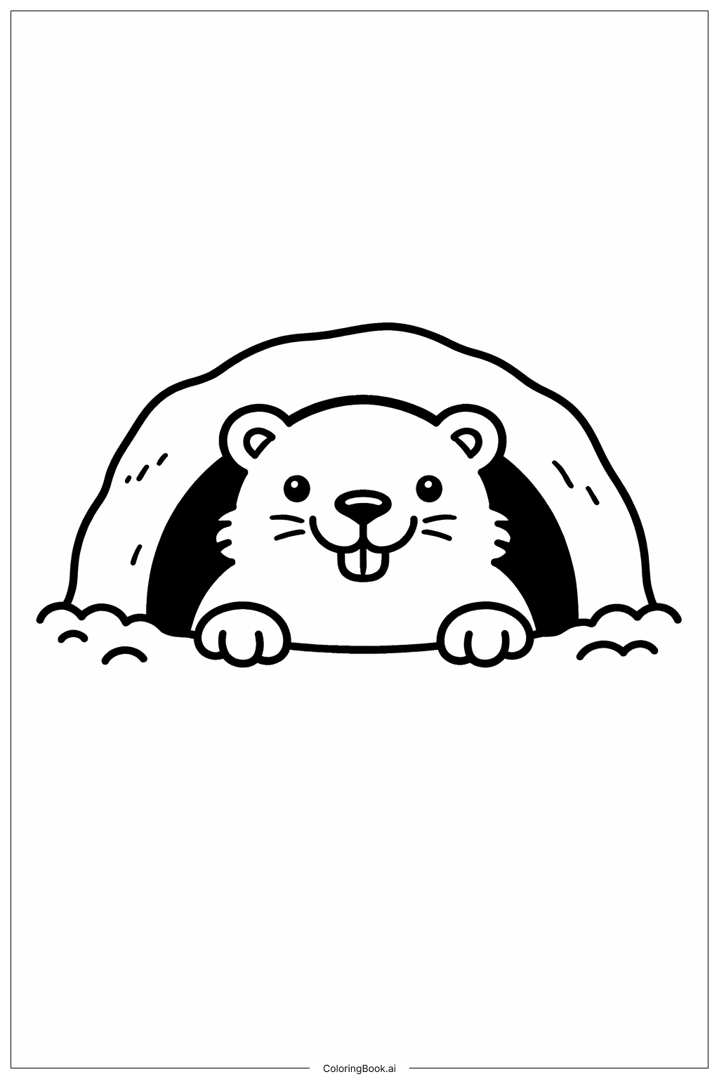  土撥鼠從洞穴偷看著色頁 