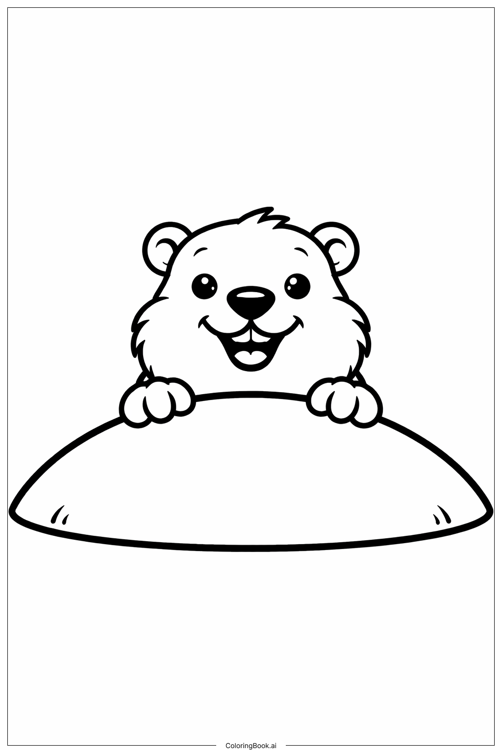  土撥鼠探出山丘著色頁 