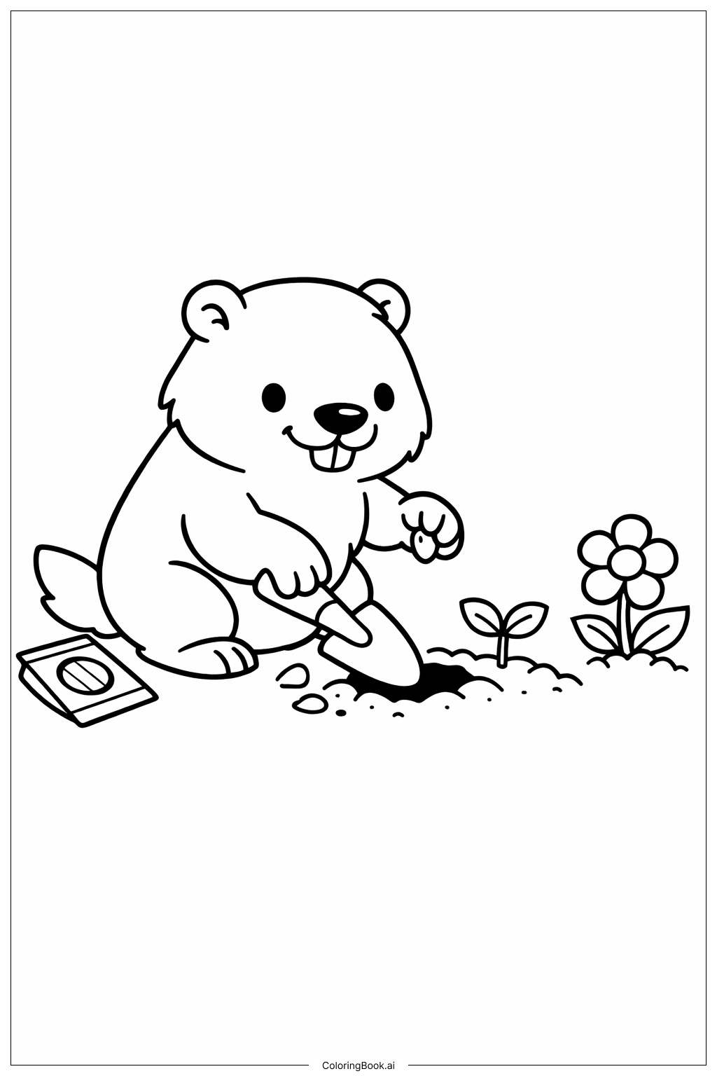  土撥鼠種植種子著色頁 