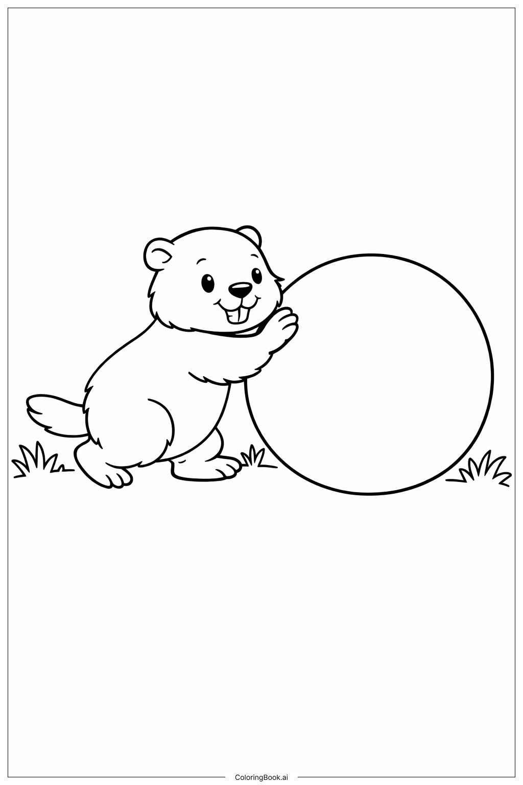 土撥鼠玩球著色頁 